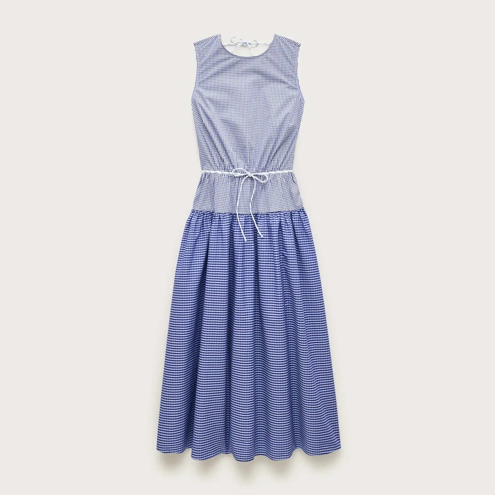 J.Crew Open-back dress in mixed gingham print Size 6 NWT